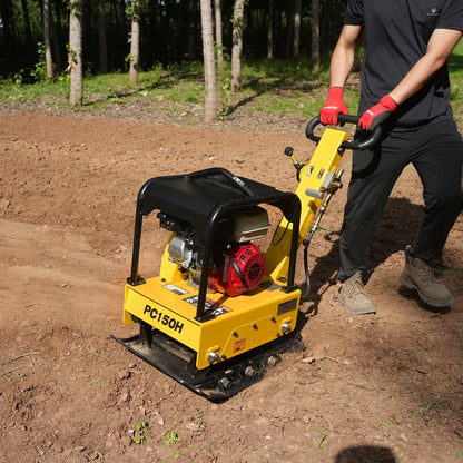 Honda GX160 Reversible Plate Compactor with Wheel Kit and Extension Plates, 5625 lb Centrifugal Force, PC150H