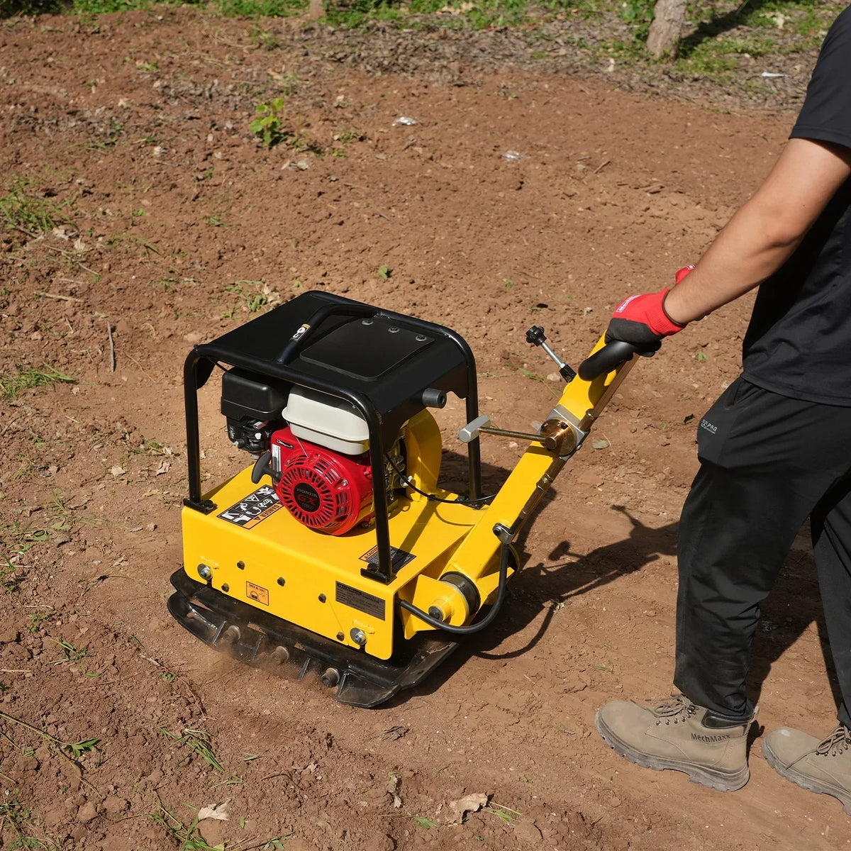 Honda GX160 Reversible Plate Compactor with Wheel Kit and Extension Plates, 5625 lb Centrifugal Force, PC150H
