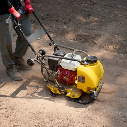 Honda GX160 Vibratory Plate Compactor with Wheel Kit, 3150 lb Centrifugal Force for Soil, Gravel, Asphalt and Paver Base, PC80H