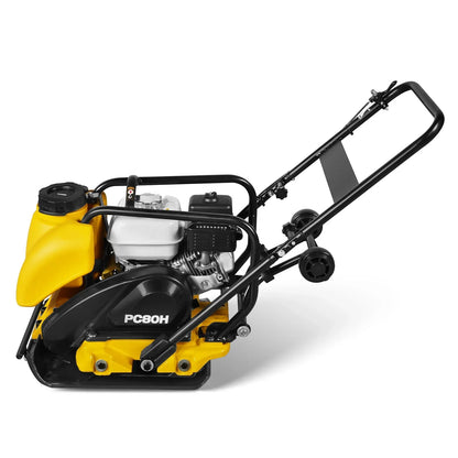 Honda GX160 Vibratory Plate Compactor with Wheel Kit, 3150 lb Centrifugal Force for Soil, Gravel, Asphalt and Paver Base, PC80H