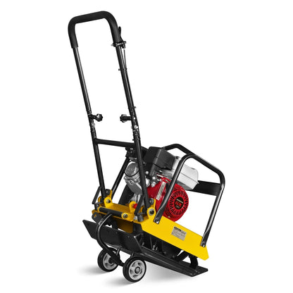 Honda GX160 Vibratory Plate Compactor with Wheel Kit, 3600 lb Centrifugal Force for Soil, Gravel, Asphalt and Paver Base, PC90H
