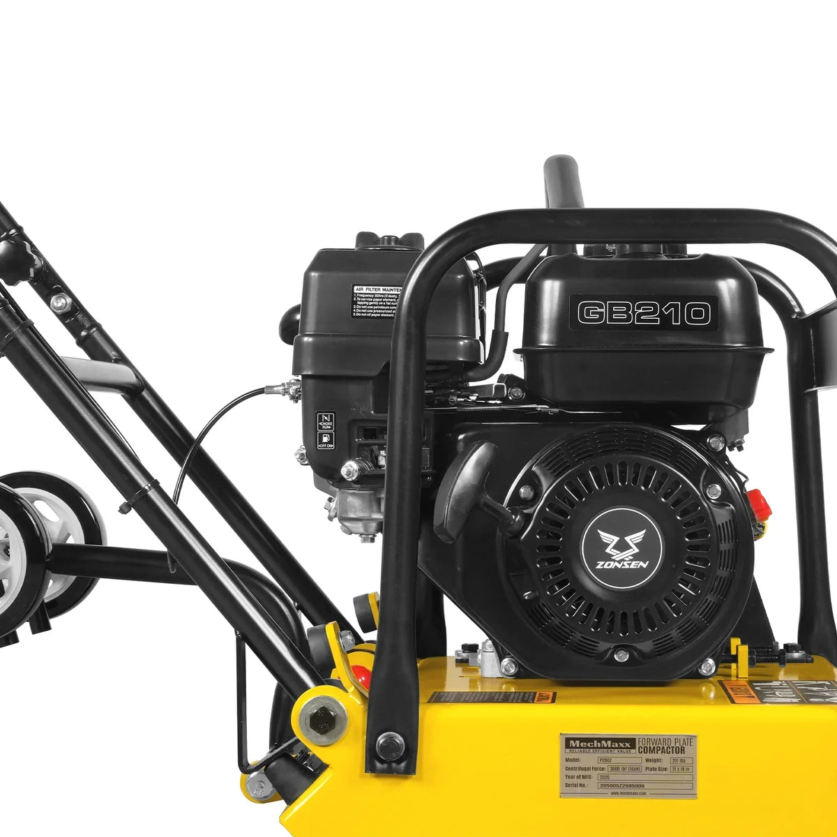 5.8 HP Vibratory Plate Compactor with Wheel Kit, 3600 lb Centrifugal Force for Soil, Gravel, Asphalt and Paver Base, PC90Z