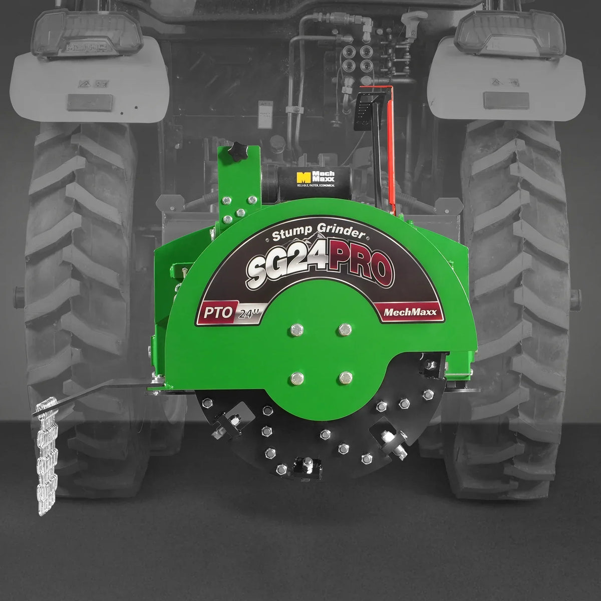 3-Point PTO Stump Grinder with 34 Carbide Teeth (PTO Shaft Included with Slip Clutch),  for 15-45HP Tractor,  SG24PRO