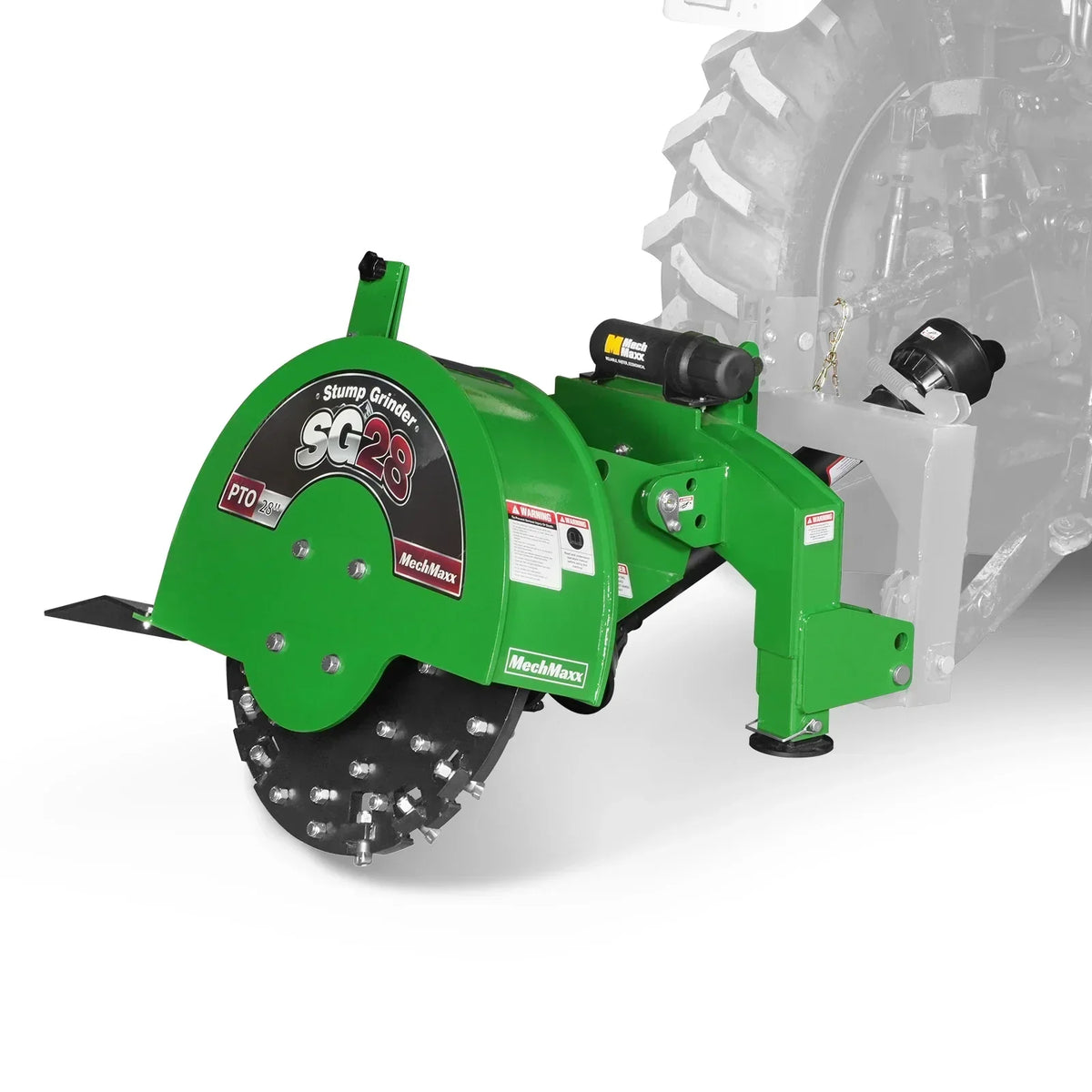 3-Point PTO Stump Grinder with 44 Carbide Teeth (PTO Shaft Included with Slip Clutch),  for 35-80HP Tractor,  SG28