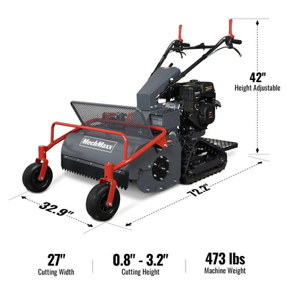 27" Walk Behind Flail Mower,  10HP 302cc,  Self-Propelled,  Tracked,  Electric Start,  SFM27T