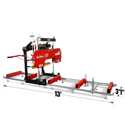 32" Portable Sawmill,  420cc 15HP DUCAR E-Start Gasoline Engine,  29" Board Width,  13' Track Length ,  SM32