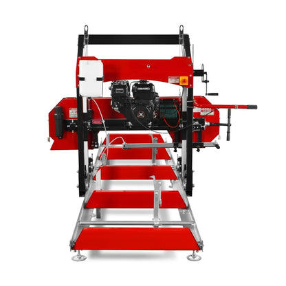 32" Portable Sawmill,  420cc 15HP E-Start Gasoline Engine,  26.5" Board Width,  13' Track Length ,  SM-32
