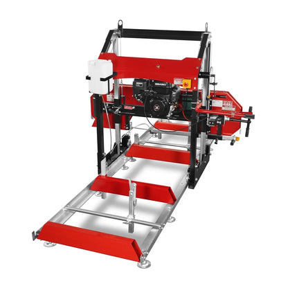 32" Portable Sawmill,  420cc 15HP E-Start Gasoline Engine,  26.5" Board Width,  13' Track Length ,  SM-32