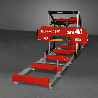 MechMaxx 36" MAX Portable Sawmill,  25HP 688cc HONDA GX690 V-Twin Engine,  35" Board Width,  20' Track Length,  (10 Blades Included) SM36HMAX