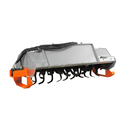 72” Skid Steer Rotary Tiller Attachment 6in Depth Rototiller Cultivator 18.5-23.8gal/min , HRT72