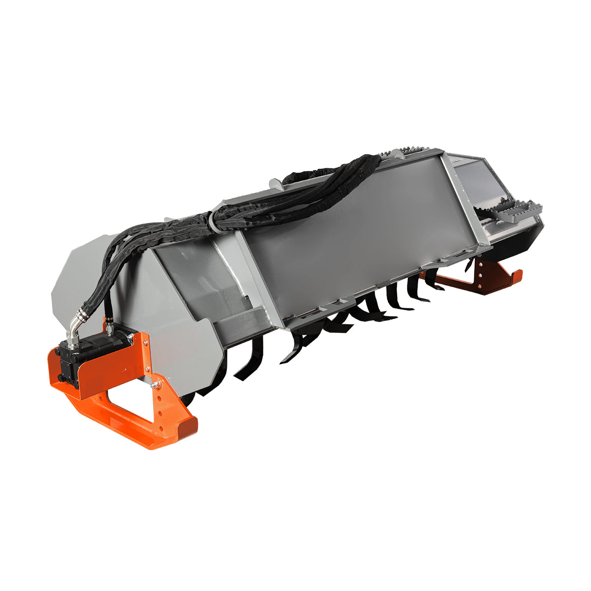 72” Skid Steer Rotary Tiller Attachment 6in Depth Rototiller Cultivator 18.5-23.8gal/min , HRT72