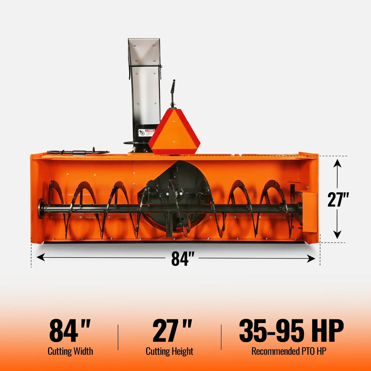 84" 3 Point PTO Snow Blower 24" Impeller Diameter 360° Snow Chute (PTO Shaft Included with Slip Clutch),  35-95 HP,  TSB84T
