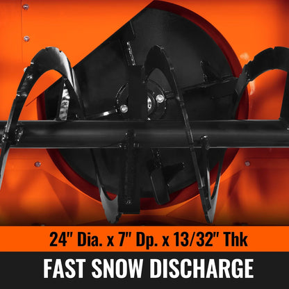 84" 3 Point PTO Snow Blower 24" Impeller Diameter 360° Snow Chute (PTO Shaft Included with Slip Clutch),  35-95 HP,  TSB84T