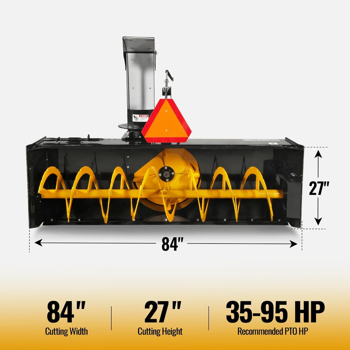 84" 3 Point PTO Snow Blower 24" Impeller Diameter 360° Snow Chute (PTO Shaft Included with Slip Clutch),  35-95 HP,  TSB84