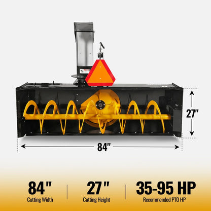 84" 3 Point PTO Snow Blower 24" Impeller Diameter 360° Snow Chute (PTO Shaft Included with Slip Clutch),  35-95 HP,  TSB84