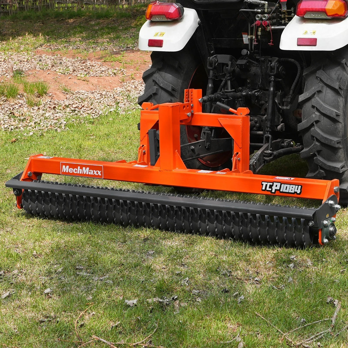 84" Cultipacker with 37 Ductile Iron Wheels,  Scraper Bar Included,  Category 1 and 2,  3 Point Hitch Tractor Attachment,  TCP1084