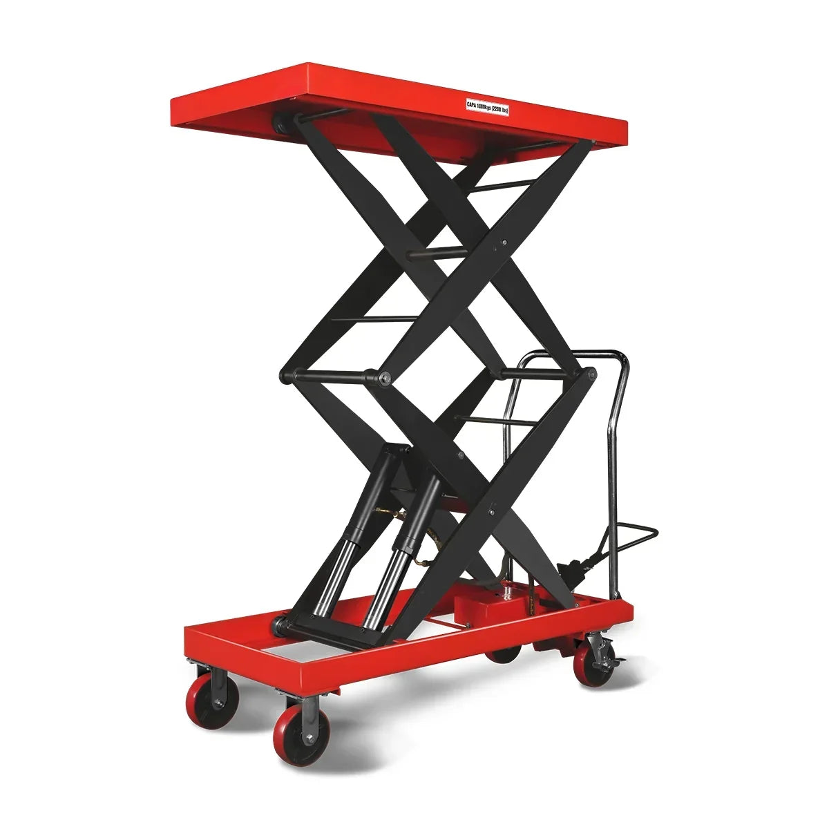 Mobile Double Scissor Lift Table Cart 2200lbs Capacity,  Platform Size,  47.2" x 24",  Height 66.9" ,  TFD22