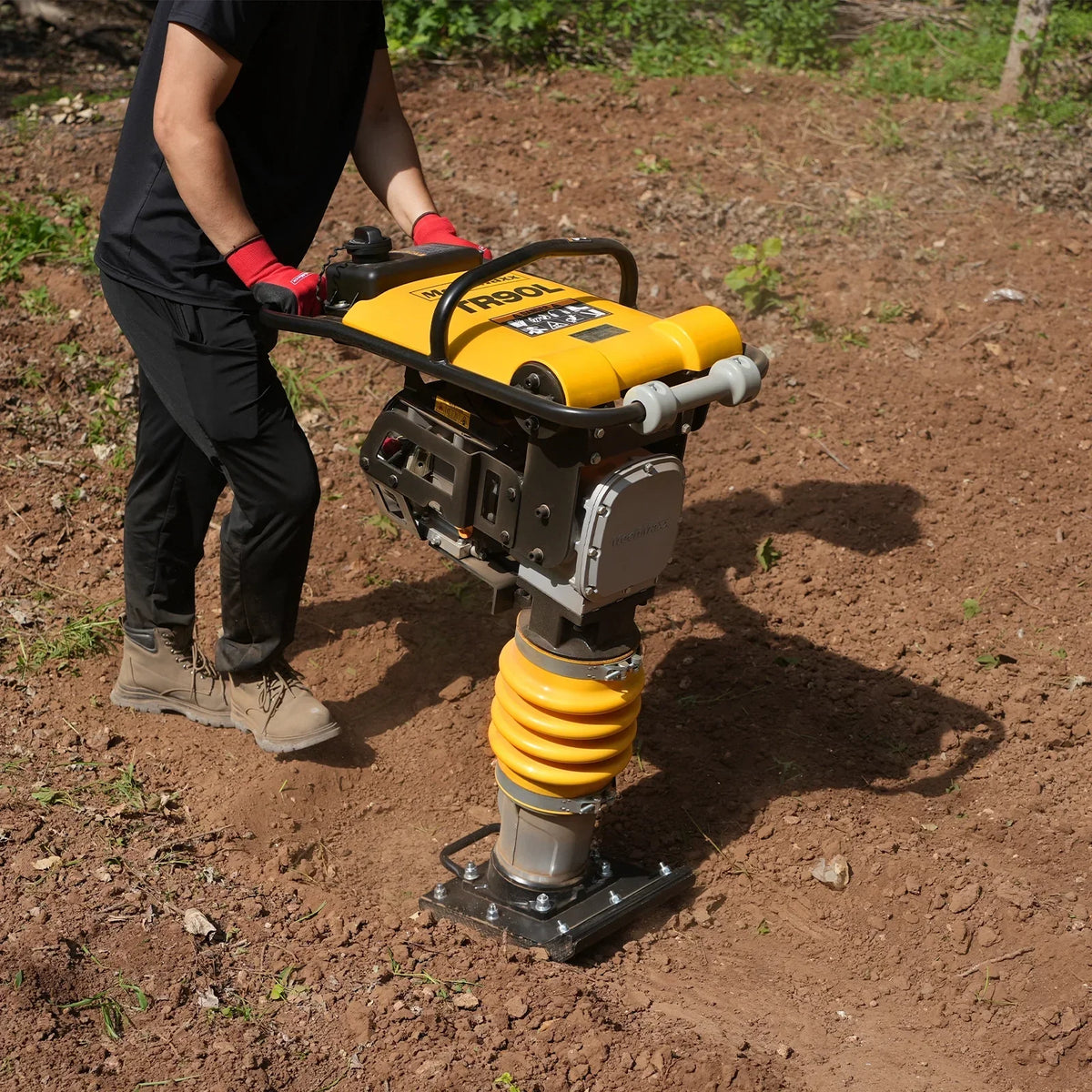 6.5 HP Tamping Rammer with Wheel Kit, 2700 lb Impact Force Jumping Jack Tamper Compactor for Soil, Gravel, Backfill and Foundation, TR90L
