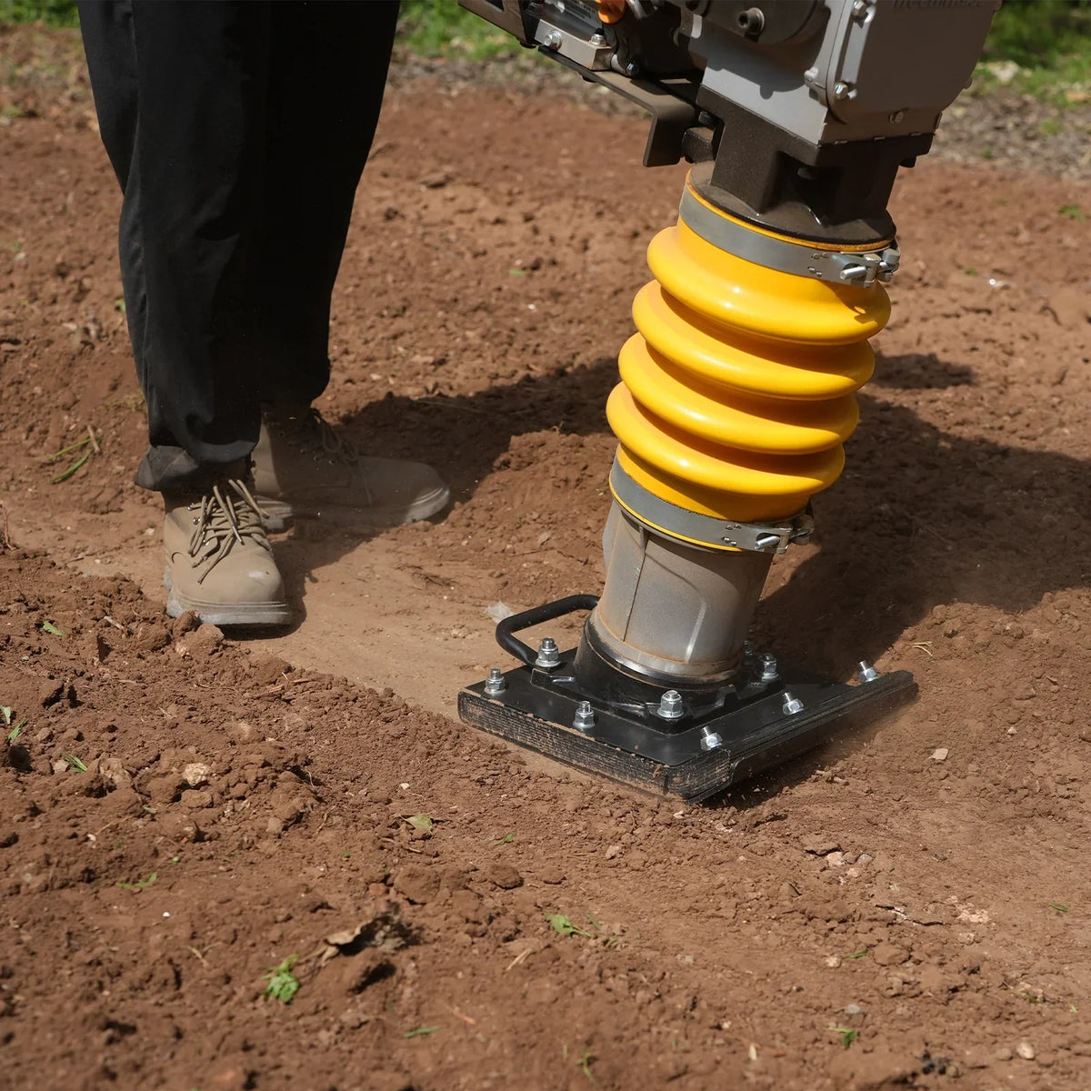 6.5 HP Tamping Rammer with Wheel Kit, 2700 lb Impact Force Jumping Jack Tamper Compactor for Soil, Gravel, Backfill and Foundation, TR90L