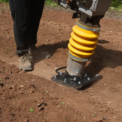 6.5 HP Tamping Rammer with Wheel Kit, 2700 lb Impact Force Jumping Jack Tamper Compactor for Soil, Gravel, Backfill and Foundation, TR90L