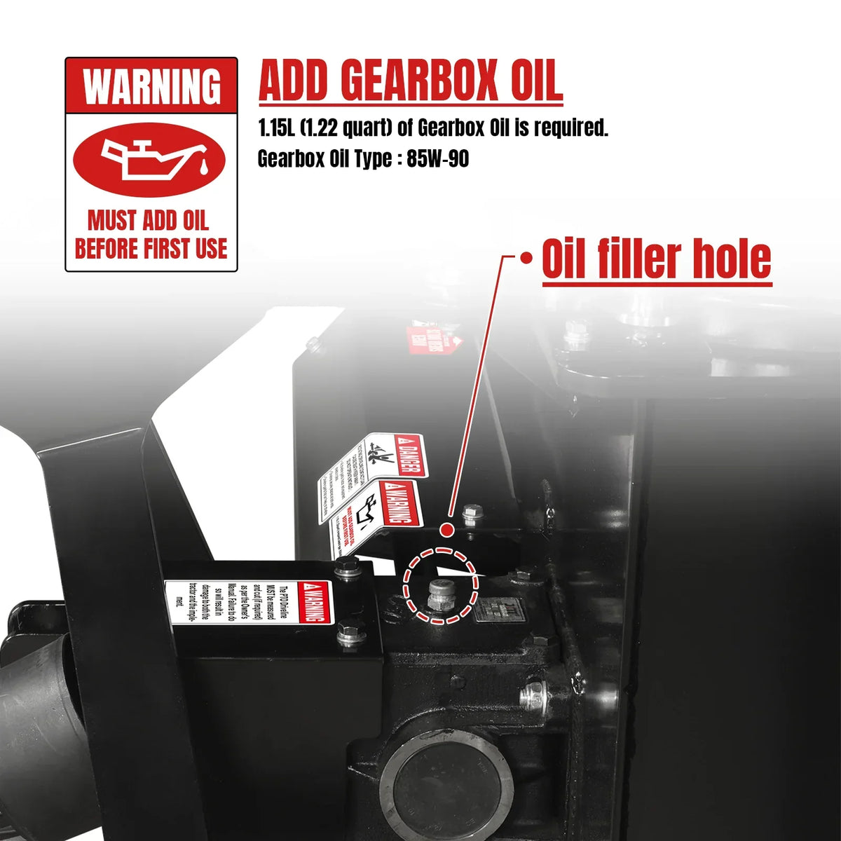 84" 3 Point PTO Snow Blower 24" Impeller Diameter 360° Snow Chute (PTO Shaft Included with Slip Clutch),  35-95 HP,  TSB84