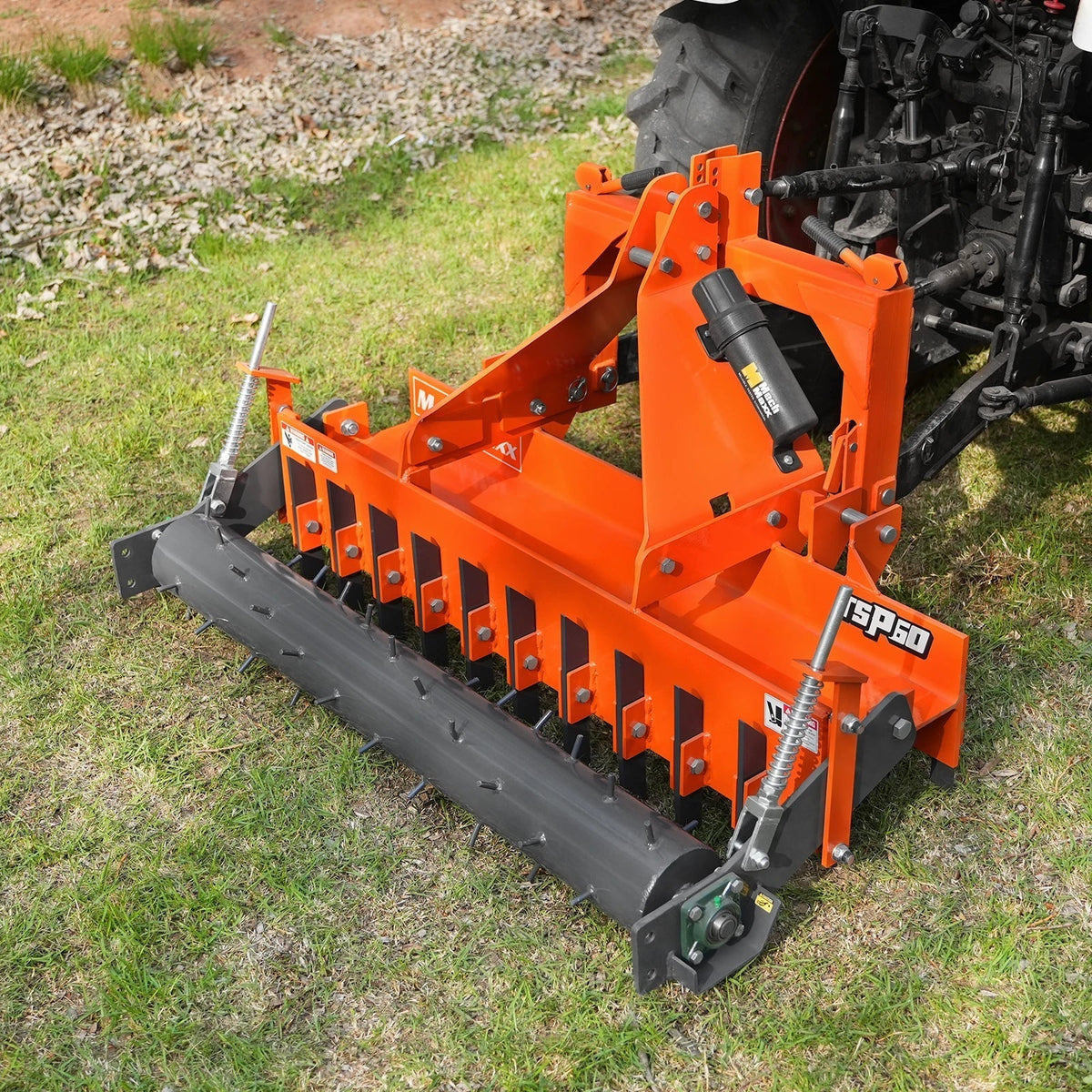 60" Heavy Duty Soil Pulverizer,  Single Spiked Roller,  21 Shanks,  Category 1 and 2,  3 Point Hitch Tractor Attachment,  TSP60