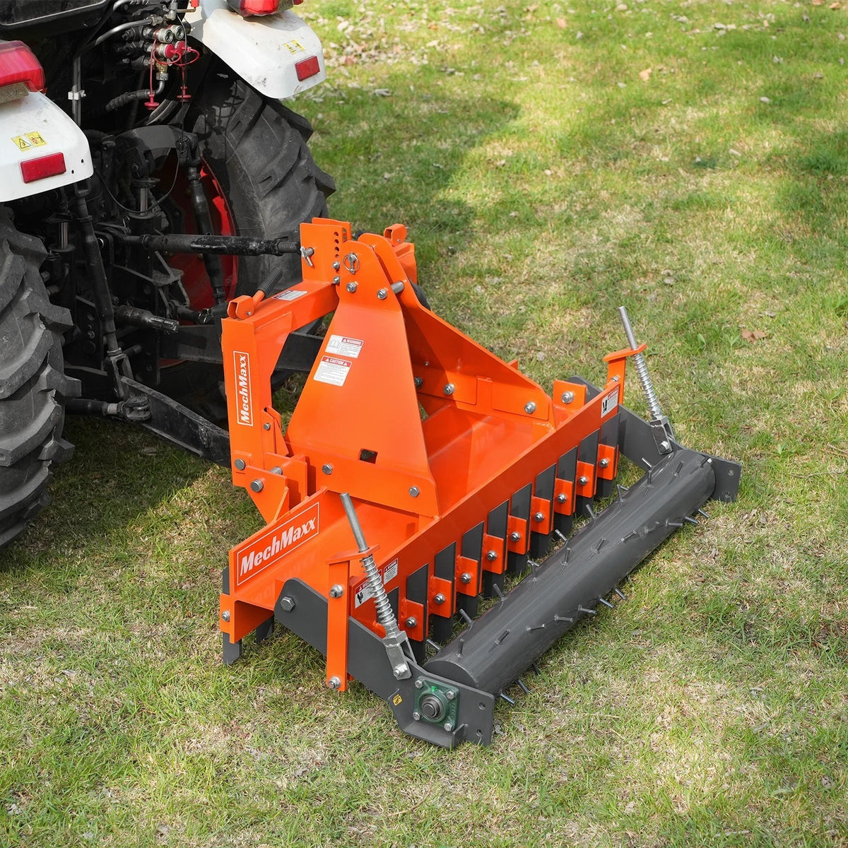 60" Heavy Duty Soil Pulverizer,  Single Spiked Roller,  21 Shanks,  Category 1 and 2,  3 Point Hitch Tractor Attachment,  TSP60