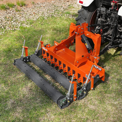 60" Heavy Duty Soil Pulverizer,  Double Spiked Roller,  21 Shanks,  Category 1 and 2,  3 Point Hitch Tractor Attachment,  TSP60D