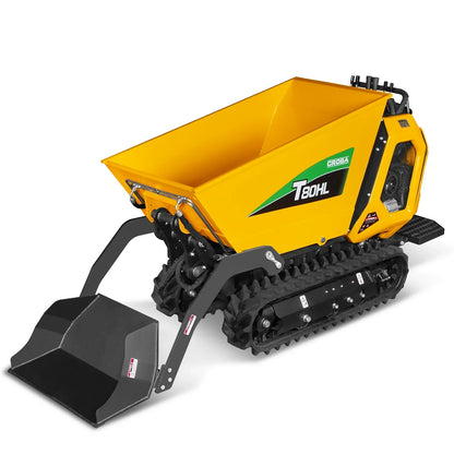 1100lb 420cc E-start Gas Engine Stand-ON Hydraulic Track Dumper Hydraulic Tipping and Lifting with Self-Loading,  T80HL