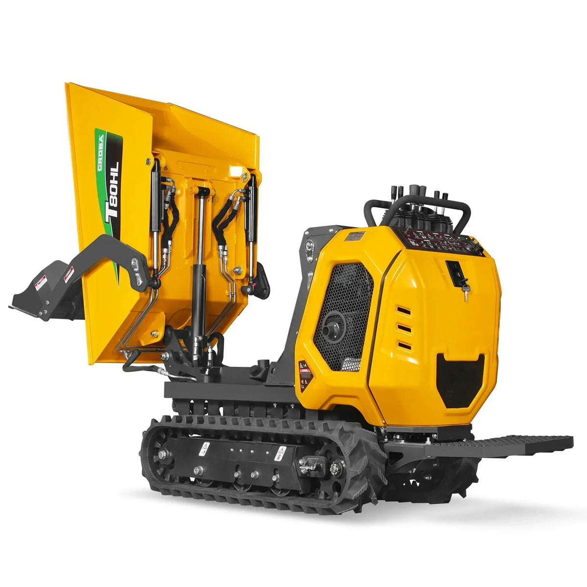 1100lb 420cc E-start Gas Engine Stand-ON Hydraulic Track Dumper Hydraulic Tipping and Lifting with Self-Loading,  T80HL