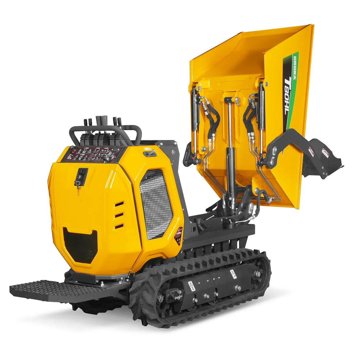 1100lb 420cc E-start Gas Engine Stand-ON Hydraulic Track Dumper Hydraulic Tipping and Lifting with Self-Loading,  T80HL