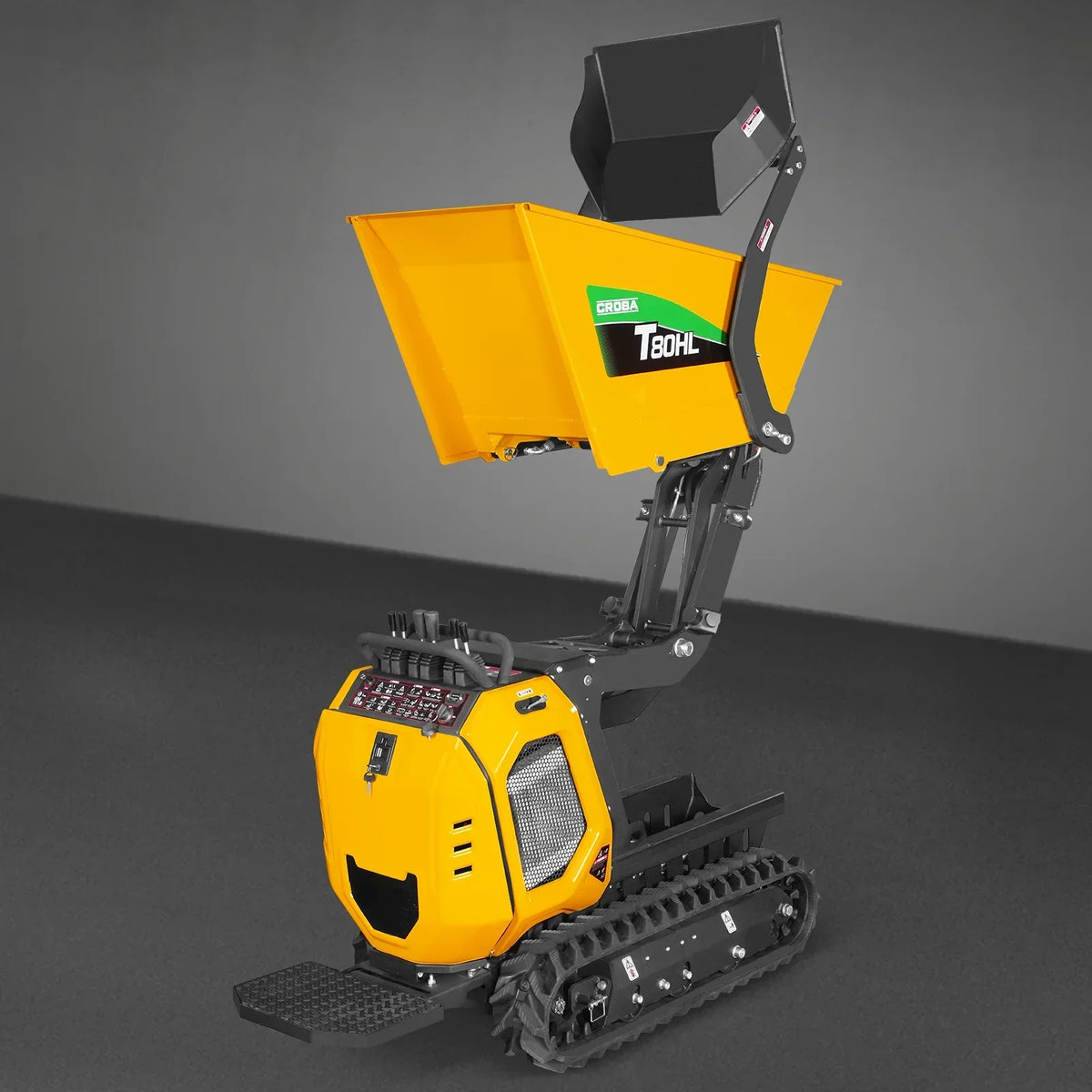 1100lb 420cc E-start Gas Engine Stand-ON Hydraulic Track Dumper Hydraulic Tipping and Lifting with Self-Loading,  T80HL