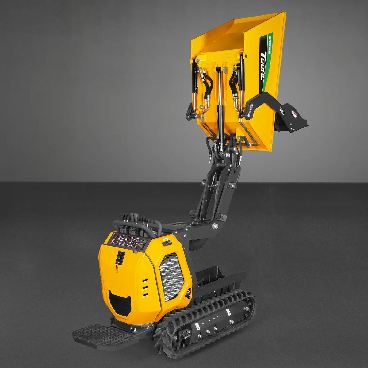 1100lb 420cc E-start Gas Engine Stand-ON Hydraulic Track Dumper Hydraulic Tipping and Lifting with Self-Loading,  T80HL