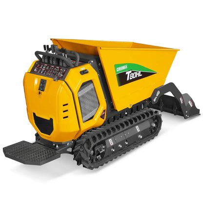 1100lb 420cc E-start Gas Engine Stand-ON Hydraulic Track Dumper Hydraulic Tipping and Lifting with Self-Loading,  T80HL