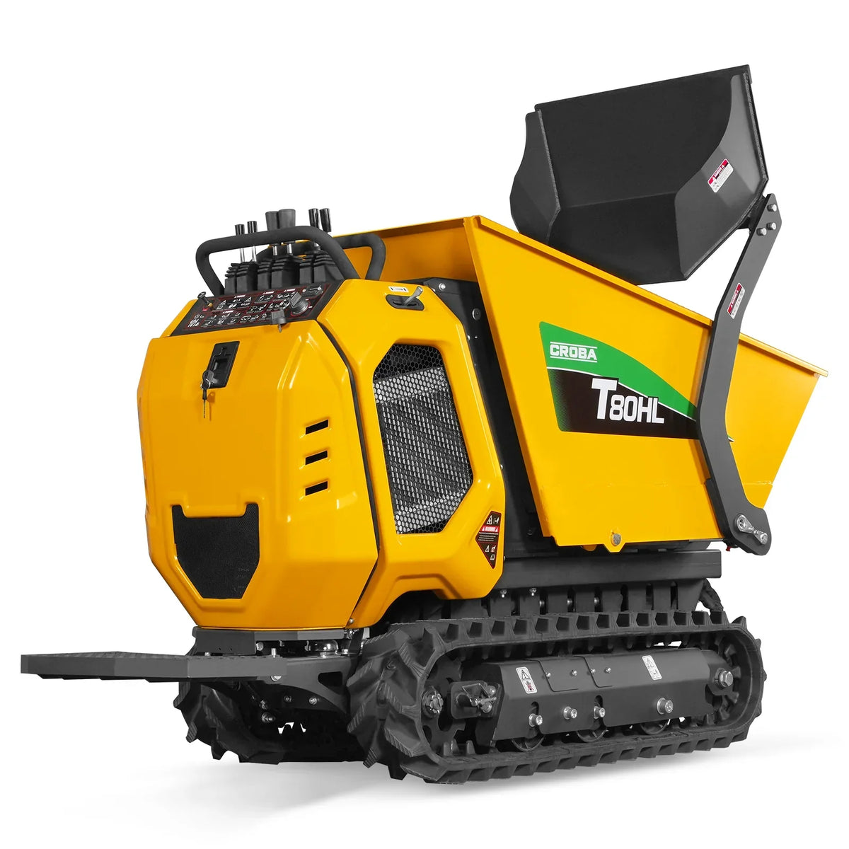 1100lb 420cc E-start Gas Engine Stand-ON Hydraulic Track Dumper Hydraulic Tipping and Lifting with Self-Loading,  T80HL