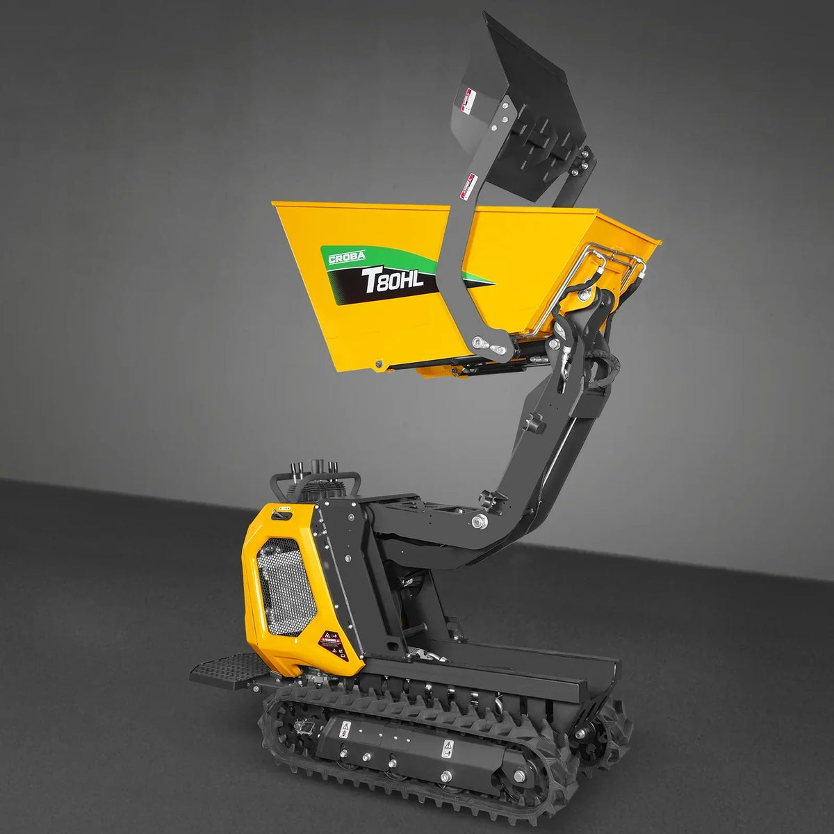 1100lb 420cc E-start Gas Engine Stand-ON Hydraulic Track Dumper Hydraulic Tipping and Lifting with Self-Loading,  T80HL