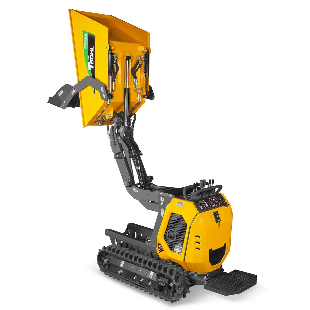 1100lb 420cc E-start Gas Engine Stand-ON Hydraulic Track Dumper Hydraulic Tipping and Lifting with Self-Loading,  T80HL