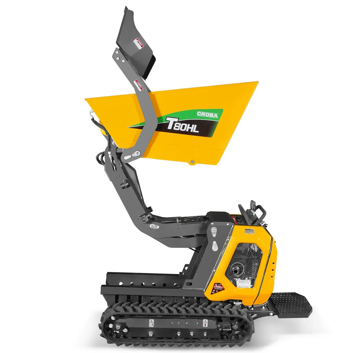 1100lb 420cc E-start Gas Engine Stand-ON Hydraulic Track Dumper Hydraulic Tipping and Lifting with Self-Loading,  T80HL