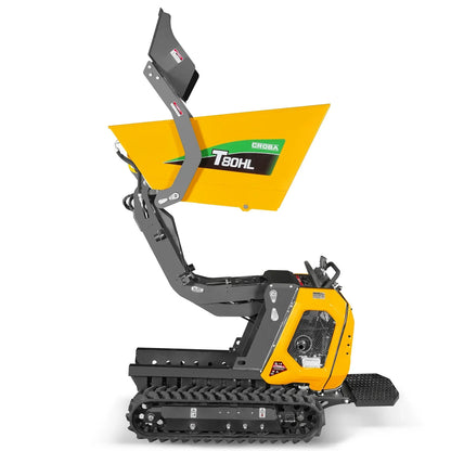 1100lb 420cc E-start Gas Engine Stand-ON Hydraulic Track Dumper Hydraulic Tipping and Lifting with Self-Loading,  T80HL