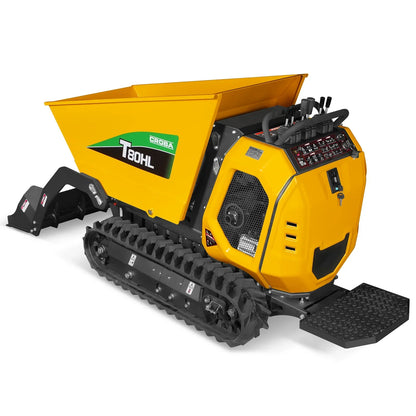 1100lb 420cc E-start Gas Engine Stand-ON Hydraulic Track Dumper Hydraulic Tipping and Lifting with Self-Loading,  T80HL