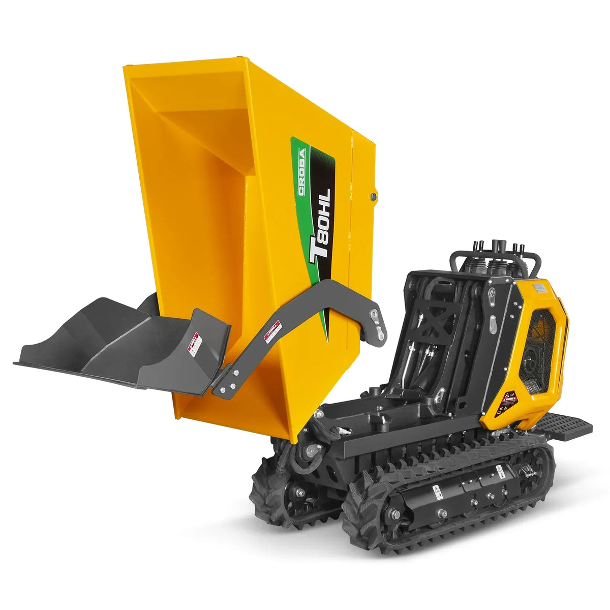 1100lb 420cc E-start Gas Engine Stand-ON Hydraulic Track Dumper Hydraulic Tipping and Lifting with Self-Loading,  T80HL
