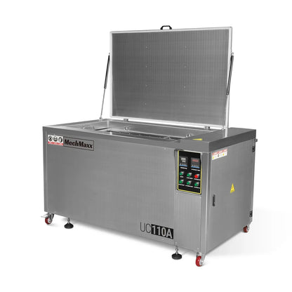 114 Gal / 432L Heavy Duty Industrial Ultrasonic Parts Washer, 28kHz 60 Transducers, Oil Skimmer, SS304 Tank, 10kW Heater, 208–240V 3 Phase Power