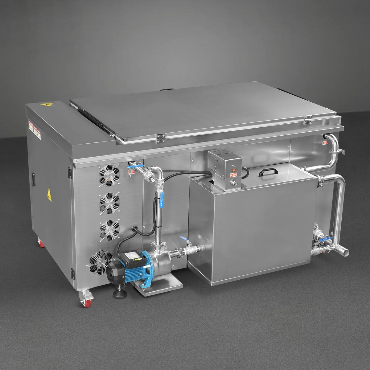 114 Gal / 432L Heavy Duty Industrial Ultrasonic Parts Washer, 28kHz 60 Transducers, Oil Skimmer, SS304 Tank, 10kW Heater, 208–240V 3 Phase Power