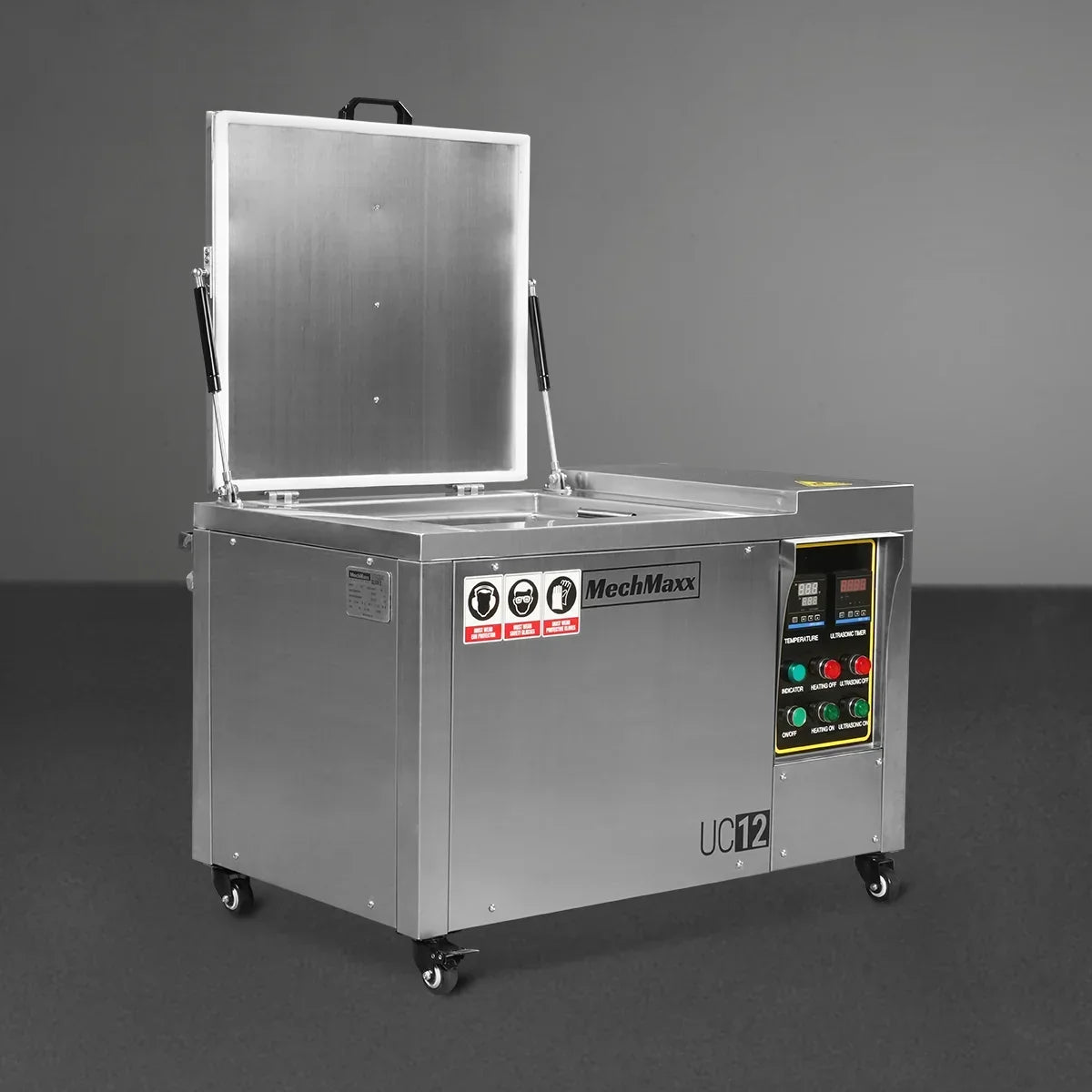 12 Gal / 47 L Heavy Duty Industrial Ultrasonic Parts Washer, 28kHz 9 Transducers , SS304 Tank, 6.6kW Heater, 208–240V 1 Phase Power