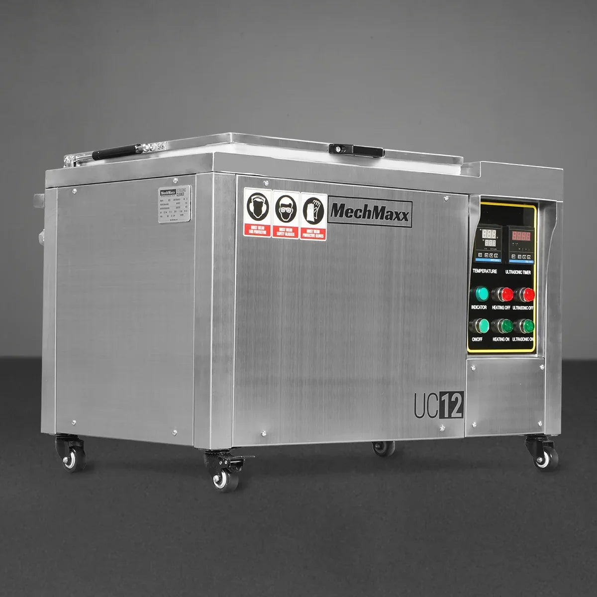 12 Gal / 47 L Heavy Duty Industrial Ultrasonic Parts Washer, 28kHz 9 Transducers , SS304 Tank, 6.6kW Heater, 208–240V 1 Phase Power