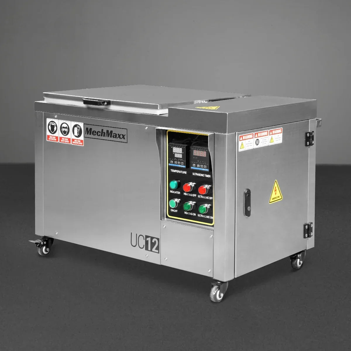 12 Gal / 47 L Heavy Duty Industrial Ultrasonic Parts Washer, 28kHz 9 Transducers , SS304 Tank, 6.6kW Heater, 208–240V 1 Phase Power
