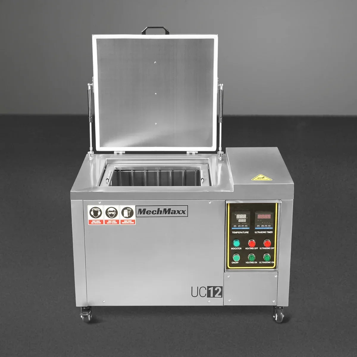 12 Gal / 47 L Heavy Duty Industrial Ultrasonic Parts Washer, 28kHz 9 Transducers , SS304 Tank, 6.6kW Heater, 208–240V 1 Phase Power