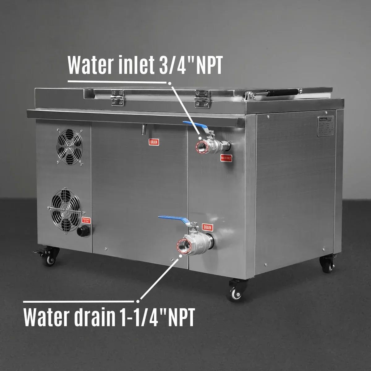 12 Gal / 47 L Heavy Duty Industrial Ultrasonic Parts Washer, 28kHz 9 Transducers , SS304 Tank, 6.6kW Heater, 208–240V 1 Phase Power