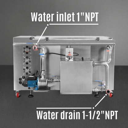 81 Gal / 308L Heavy Duty Industrial Ultrasonic Parts Washer, 28kHz 40 Transducers, Oil Skimmer, SS304 Tank, 10kW Heater, 208–240V 3 Phase Power
