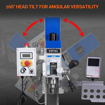 6"x20'' Benchtop Mill Drill Machine with DRO Brushless Motor, Variable Speed, R8 Spindle, 1 HP, 110V, Compact Milling Drilling Tool for Garage Shop, DIY Metalworking without Stand VM18LD
